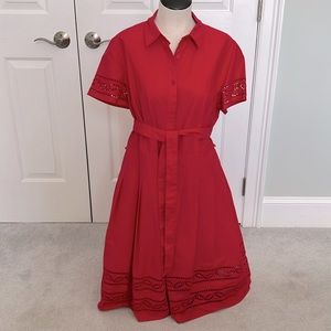 Talbots polished cotton dress in beautiful cherry red